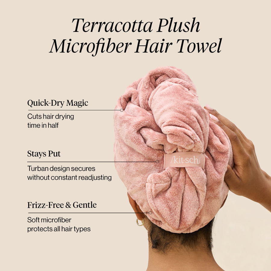 Kitsch Terracotta Plush Microfiber Hair Towel Turban